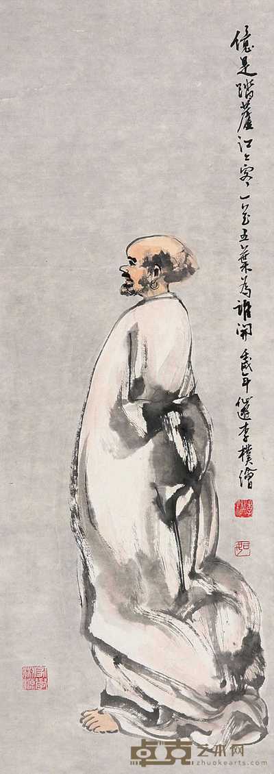 李朴 人物 镜心 87×30cm